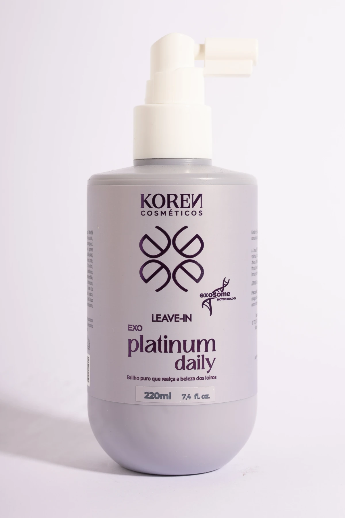 Leave-in Platinum Daily 220 ml, fotografia do ensaio com fundo branco
